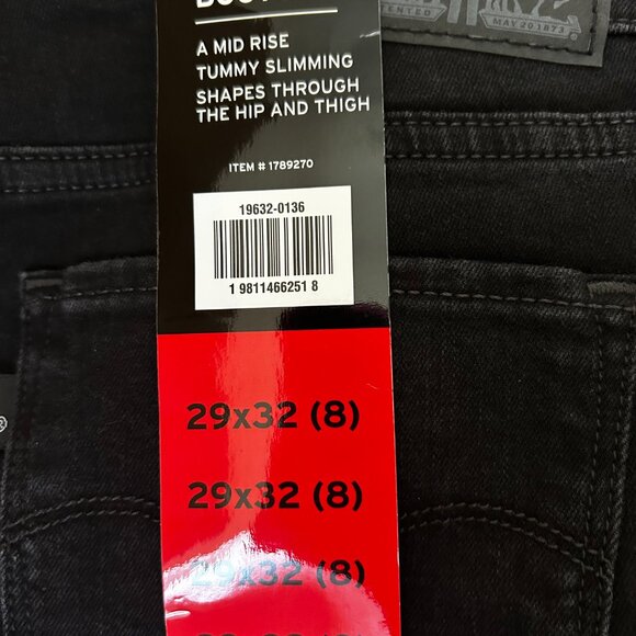 Levi's 315 Shaping Bootcut Women's Jeans Mid Rise Black Denim Size 8 W29 L32 - Picture 16 of 16
